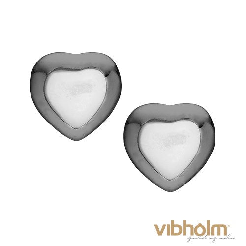 Christina Jewelry & Watches - MOP Hearts Ørestikker - sort ruthineret sølv 671-B15